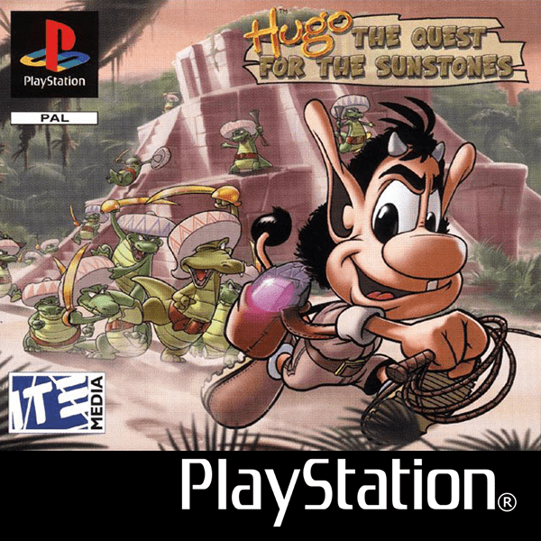 Hugo The Quest For the Sunstones box art for Playstation